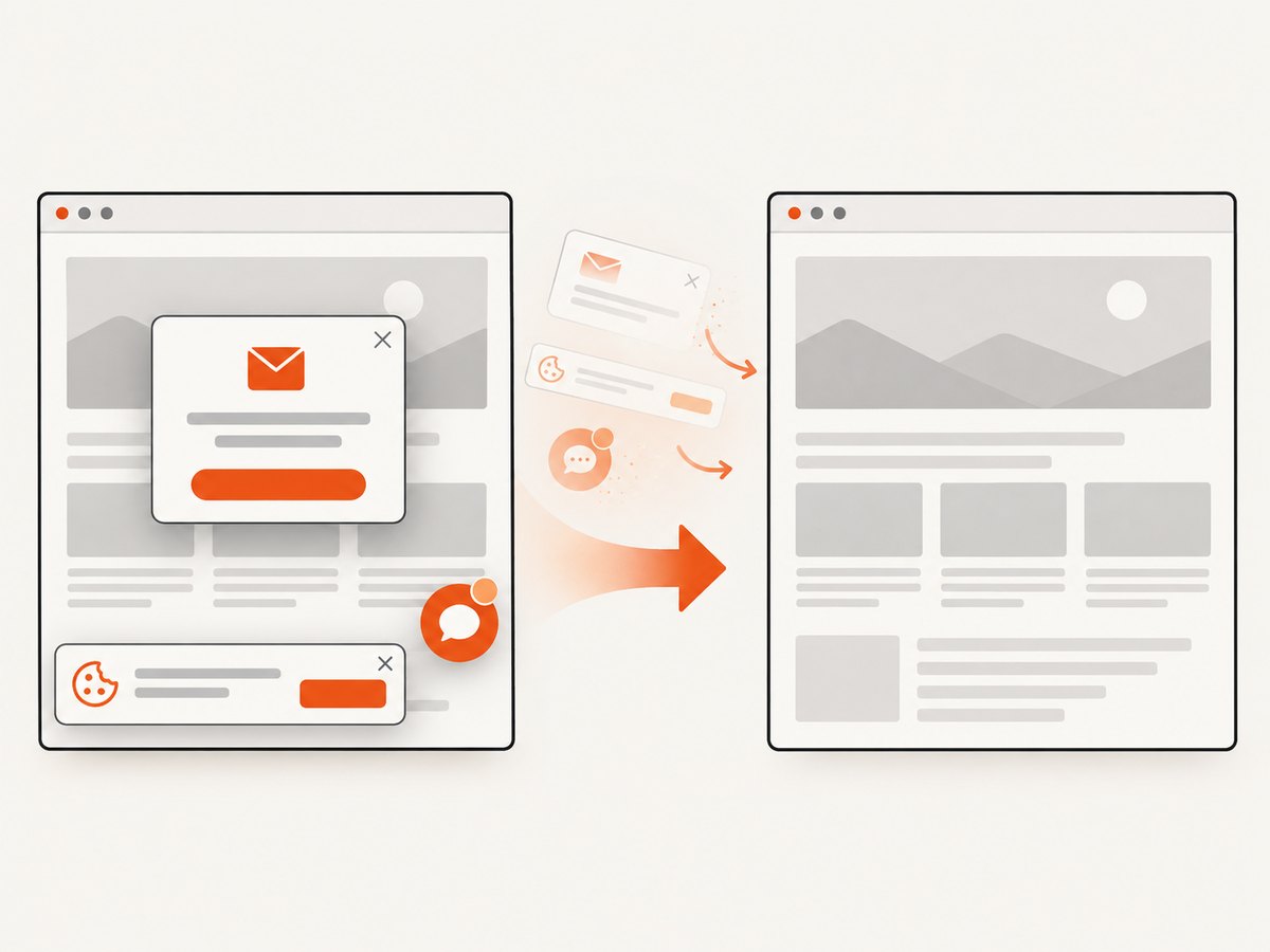 A screenshot service can remove consent banners and overlays before saving the image.