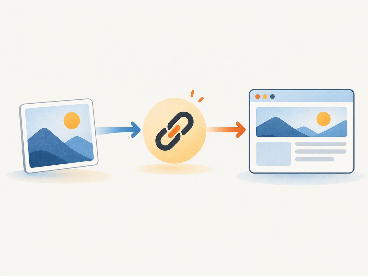 The image source and the destination URL are separate parts of an image link.