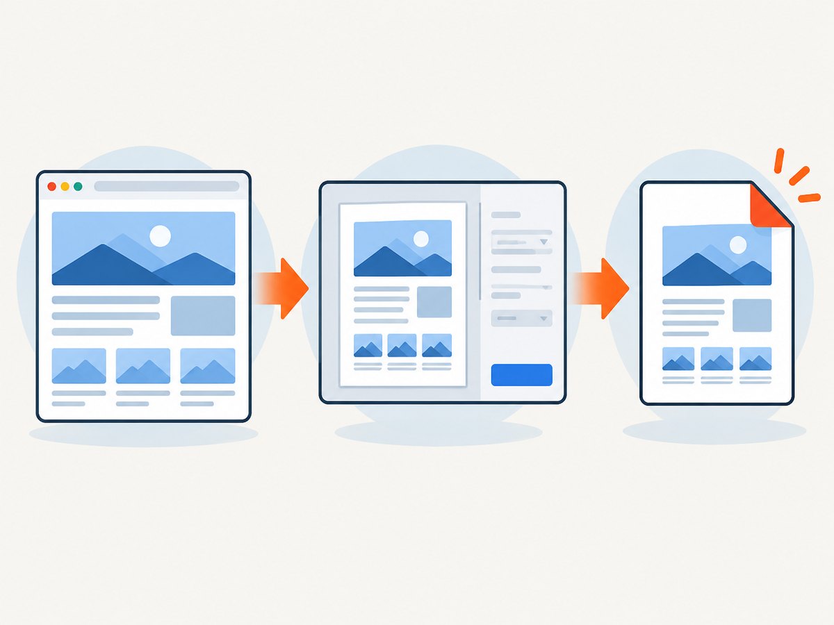 Chrome's print workflow renders the page and saves the result as a PDF.