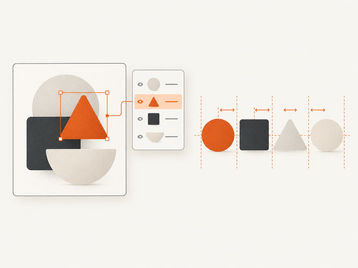 The hierarchy helps select hidden objects, while multi-selection enables shared edits.