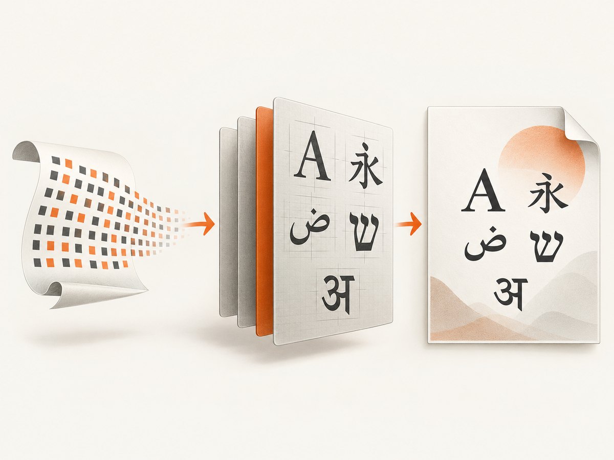 Unicode decoding and font coverage are separate stages in the HTML-to-PDF pipeline.