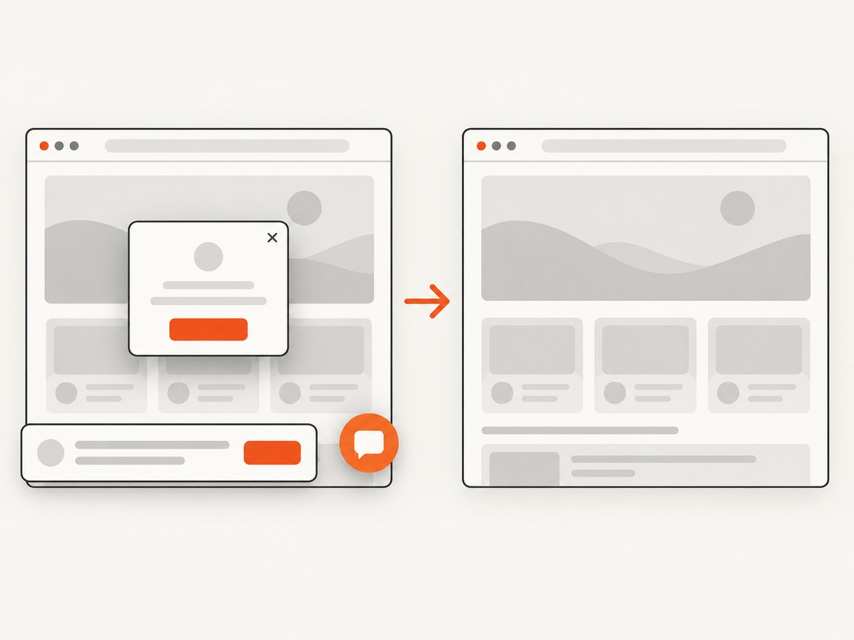 A clean capture removes common overlays before visual regression comparison.