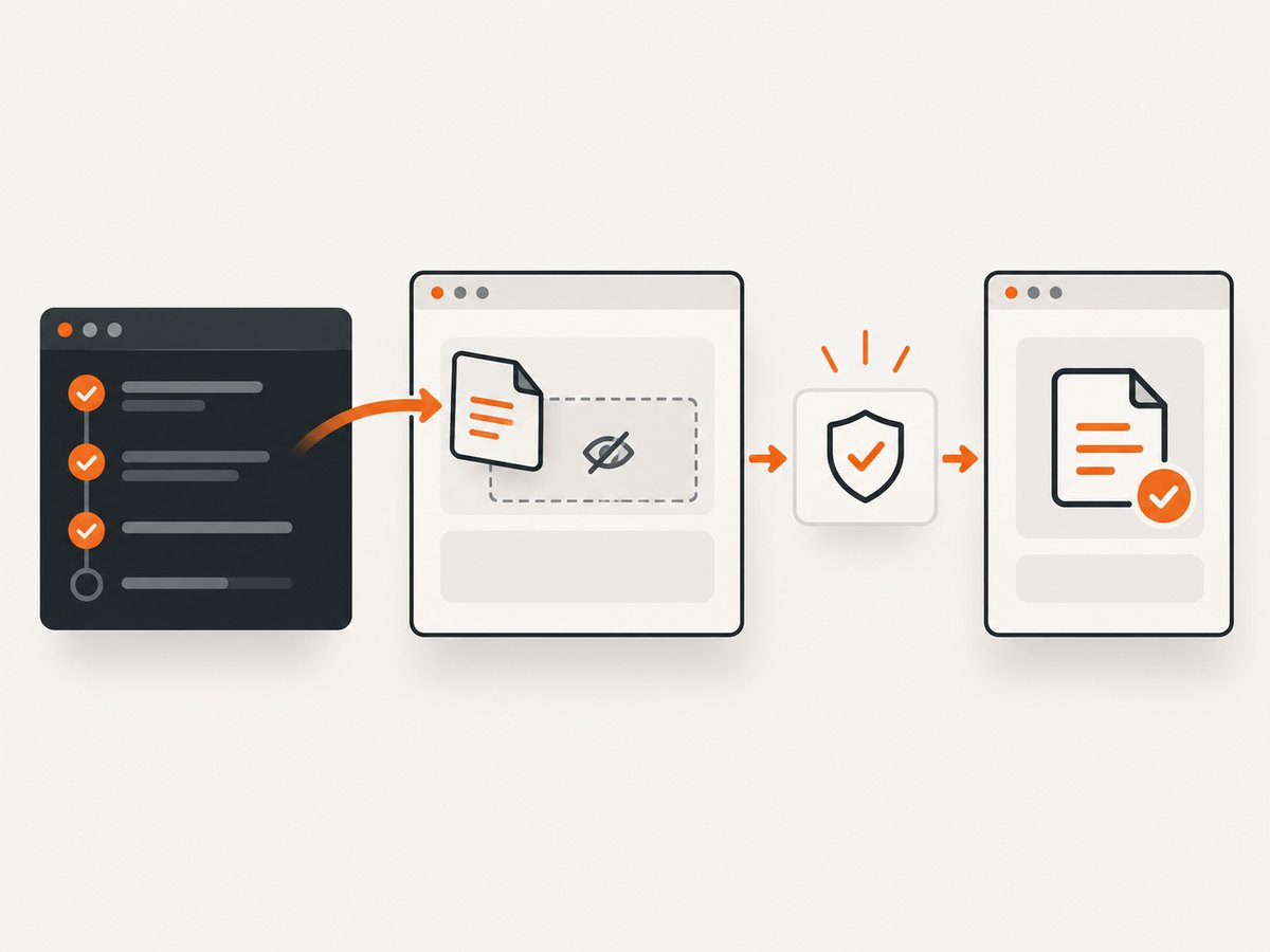 The test selects a file, while the application still needs to validate and process the upload.