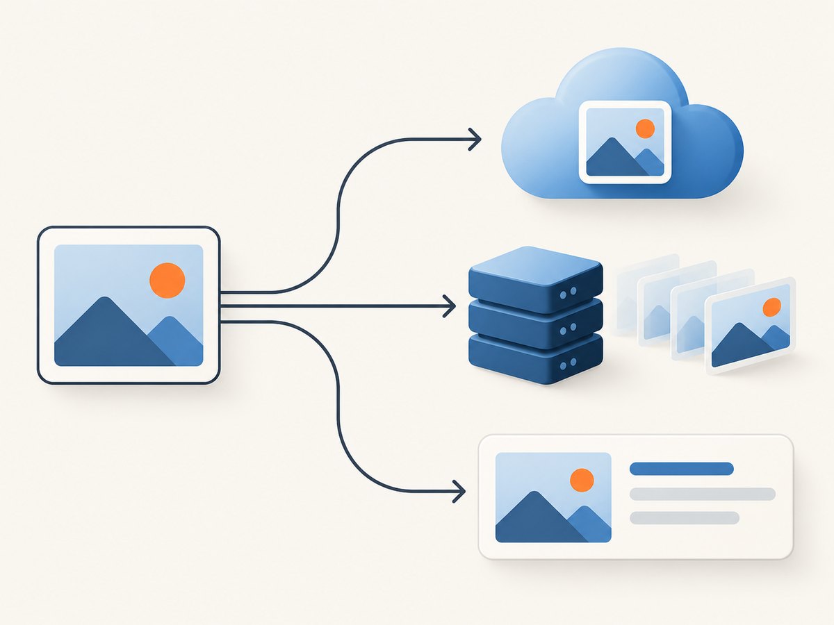 A remote import stores a copy; fetch delivery and link previews have different outcomes.