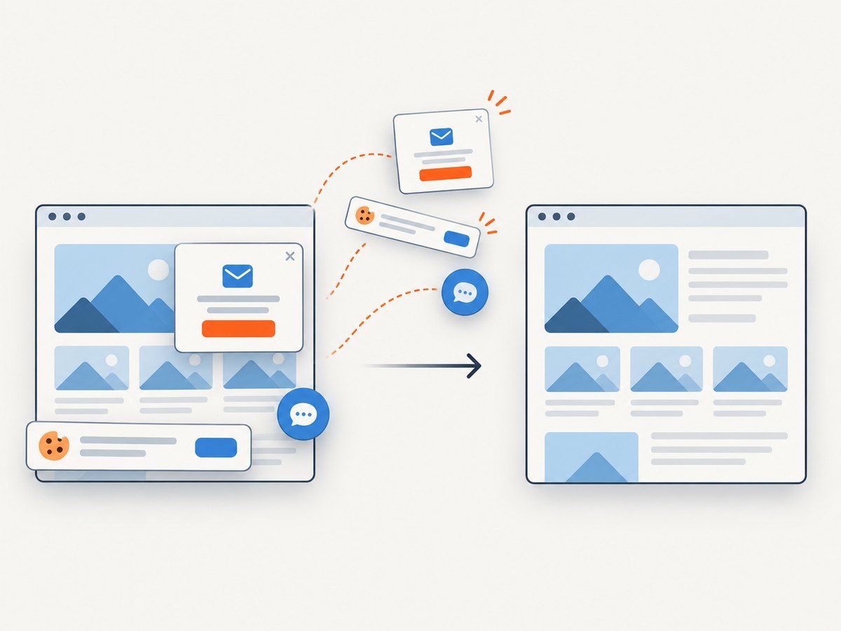 A screenshot API renders a page URL and can remove common overlays before capture.