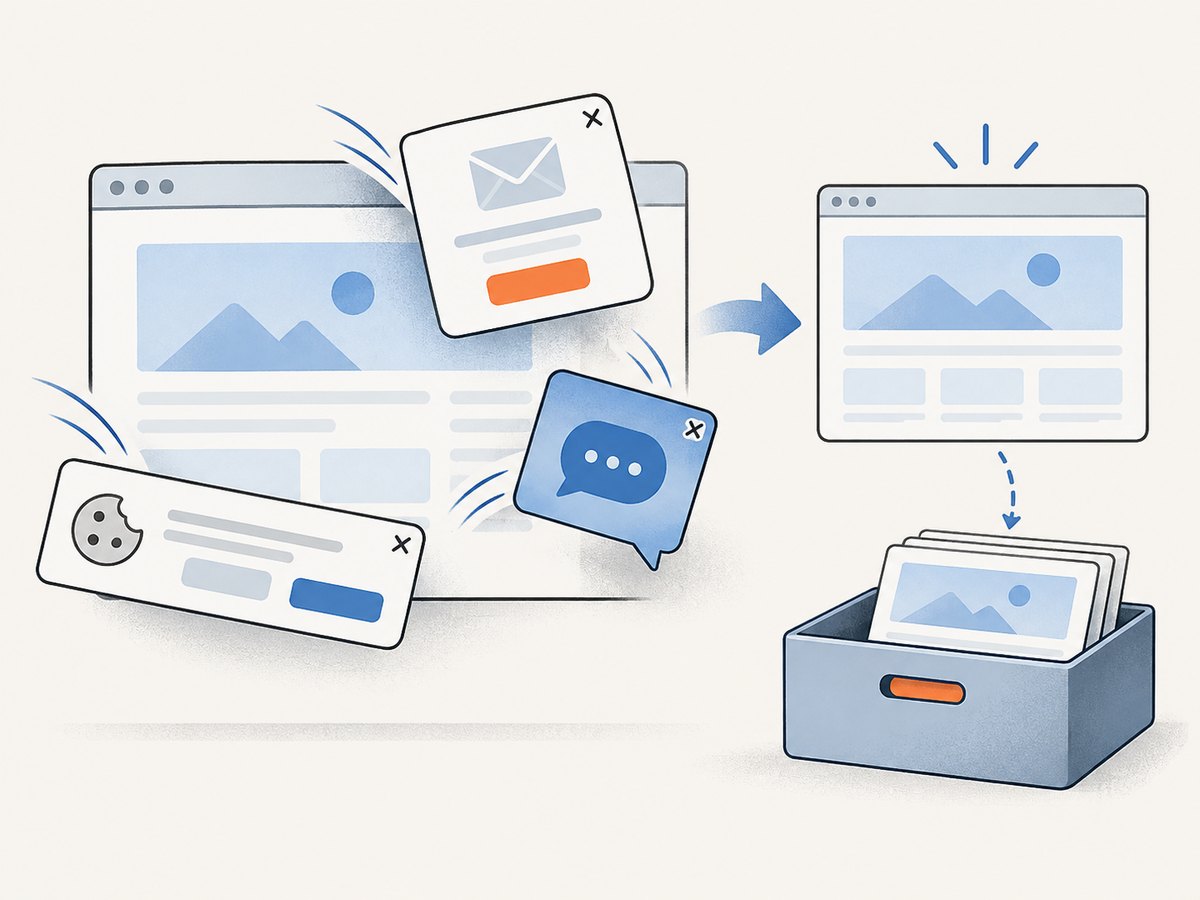 A capture service can clean consent banners and overlays before the image reaches your storage workflow.