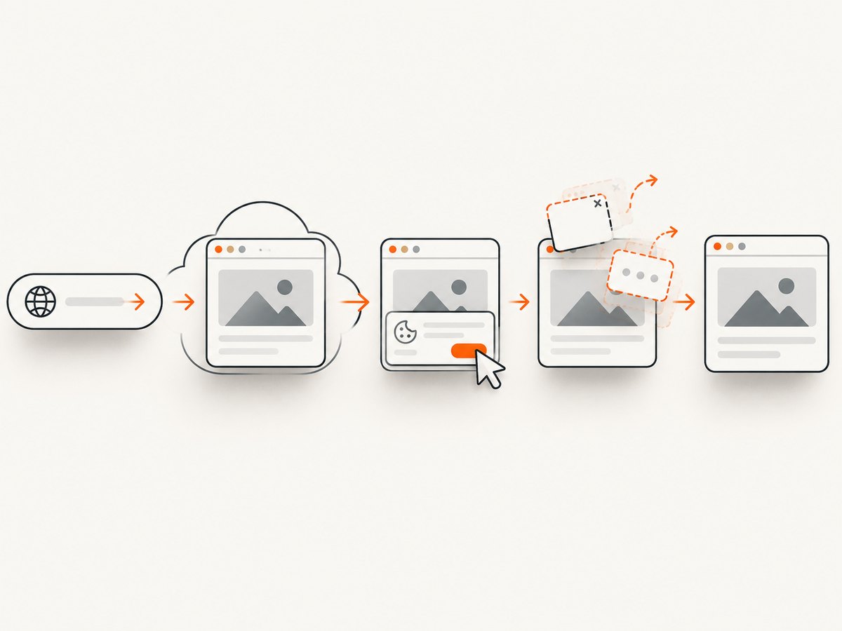 A capture pipeline can clean the page before producing the image.