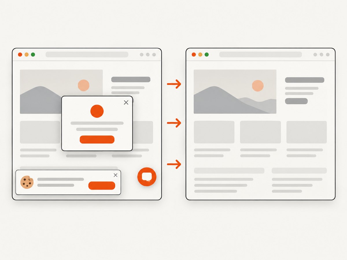 Consent banners, popups, and chat widgets can obscure the page area an application needs to capture.