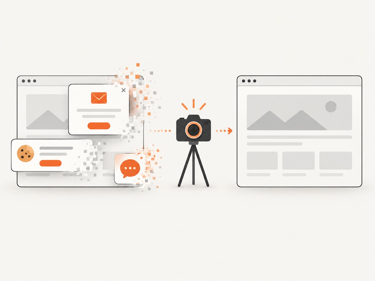 Consent banners and overlays can affect browser captures and may be removed before an API capture.