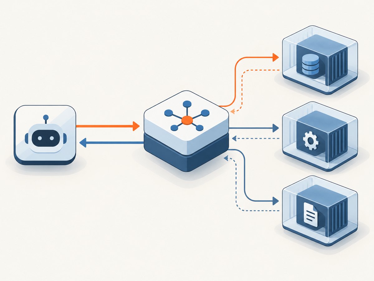 The Gateway routes each client tool request to a server enabled in the active profile.