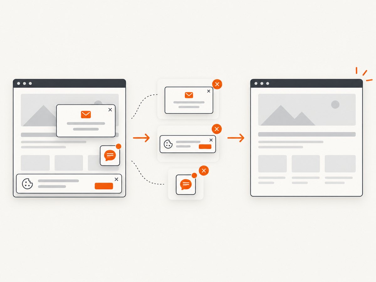 ScreenshotNeo removes common overlays before capture so the resulting image shows the page content.