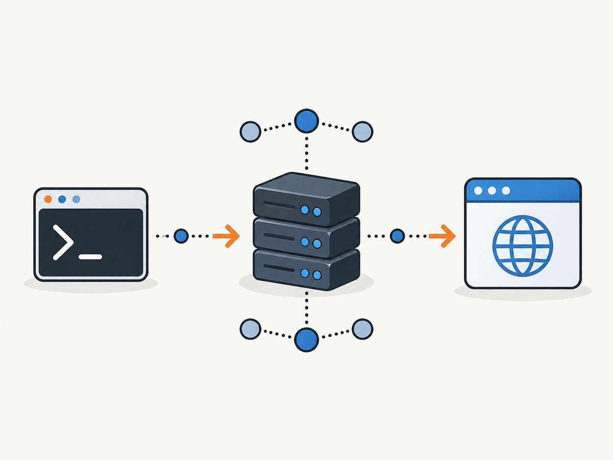 A proxy sits between the command-line client and the destination server.