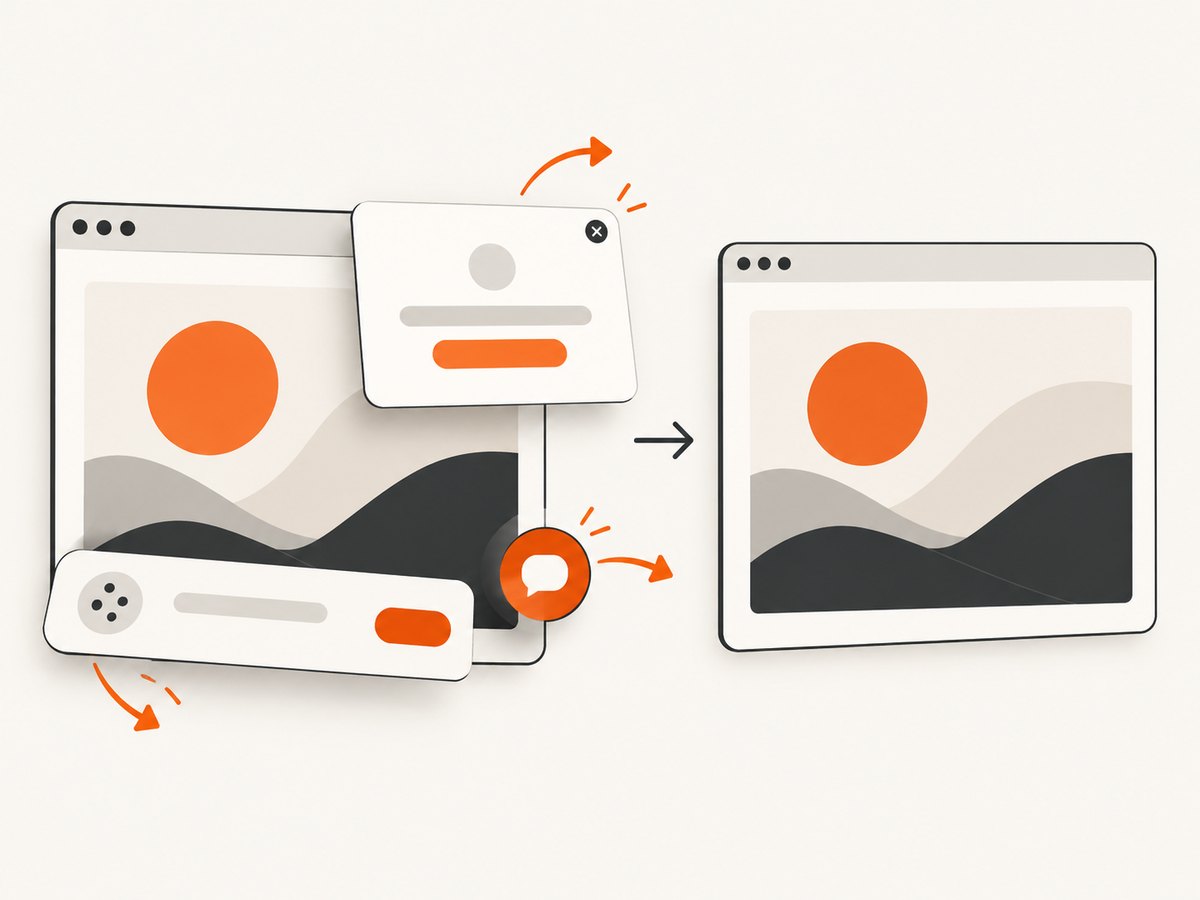 A capture service can remove common overlays before recording the rendered page.