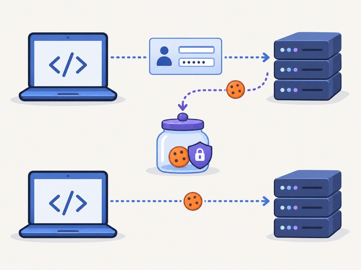 The handler stores a server cookie and reuses it on the next matching request.