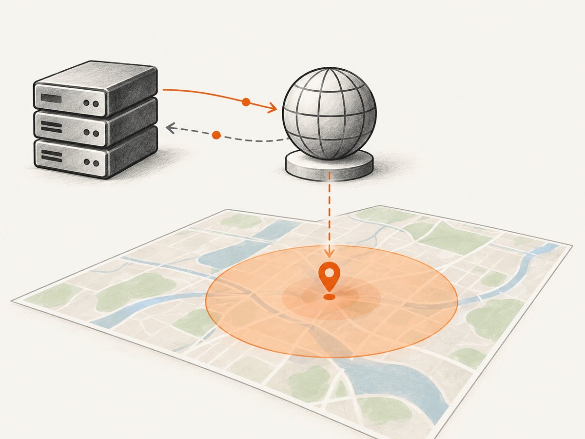 An IP-based coordinate is an estimate; show the API’s accuracy radius to communicate its limits.