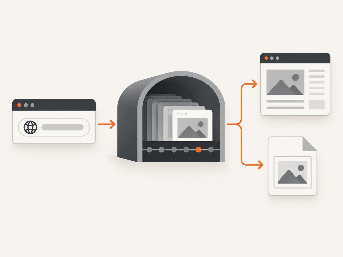 A URL can lead to an archived capture or a new controlled screenshot, with the timestamp recorded alongside it.