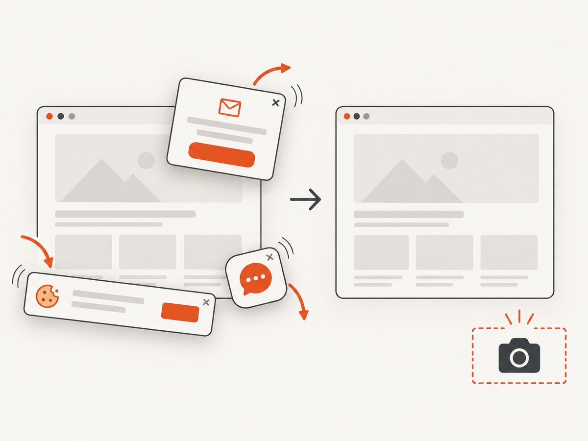 Stabilizing or removing dynamic overlays keeps screenshot comparisons focused on the Drupal page.