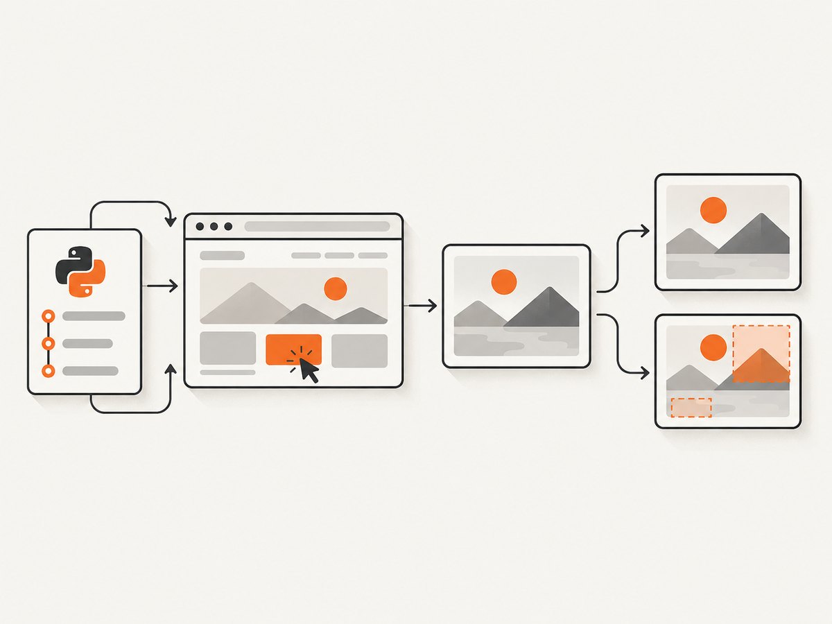 A visual regression check moves from a stable browser state to capture, comparison, and review.
