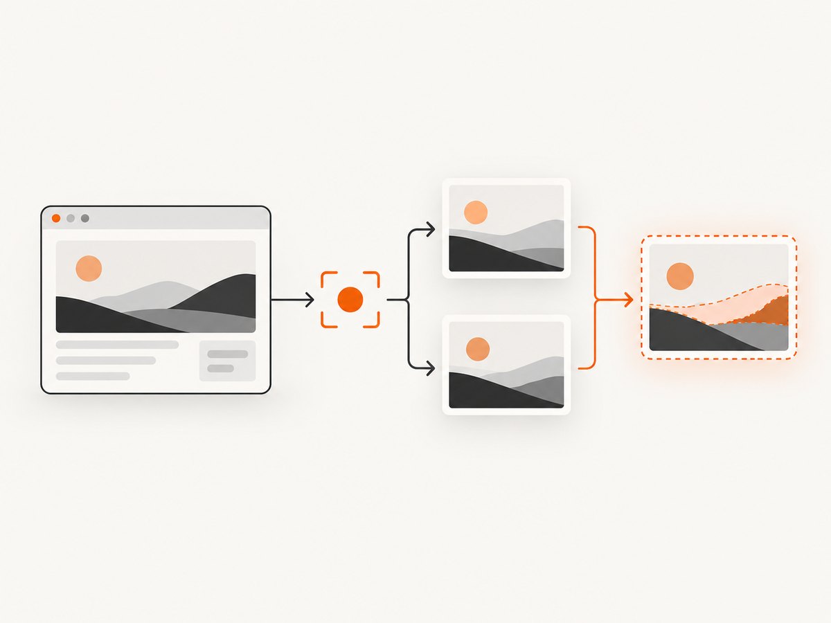 Vitest captures the rendered page and compares it with a reviewed reference image.