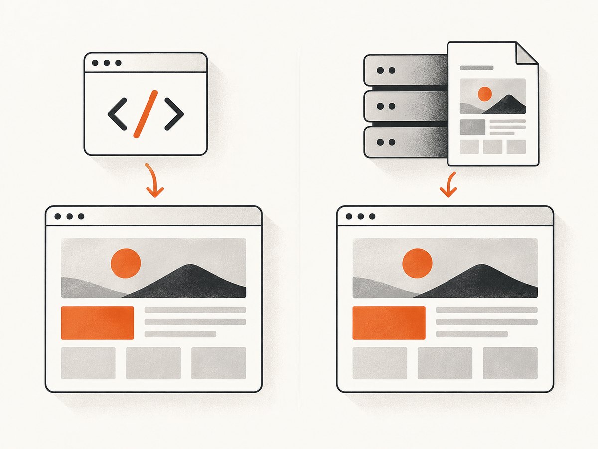 Rendering choices affect when useful page HTML is produced and where the work happens.