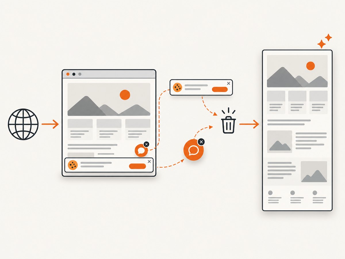 A clean capture pipeline removes overlays before producing the final page image.