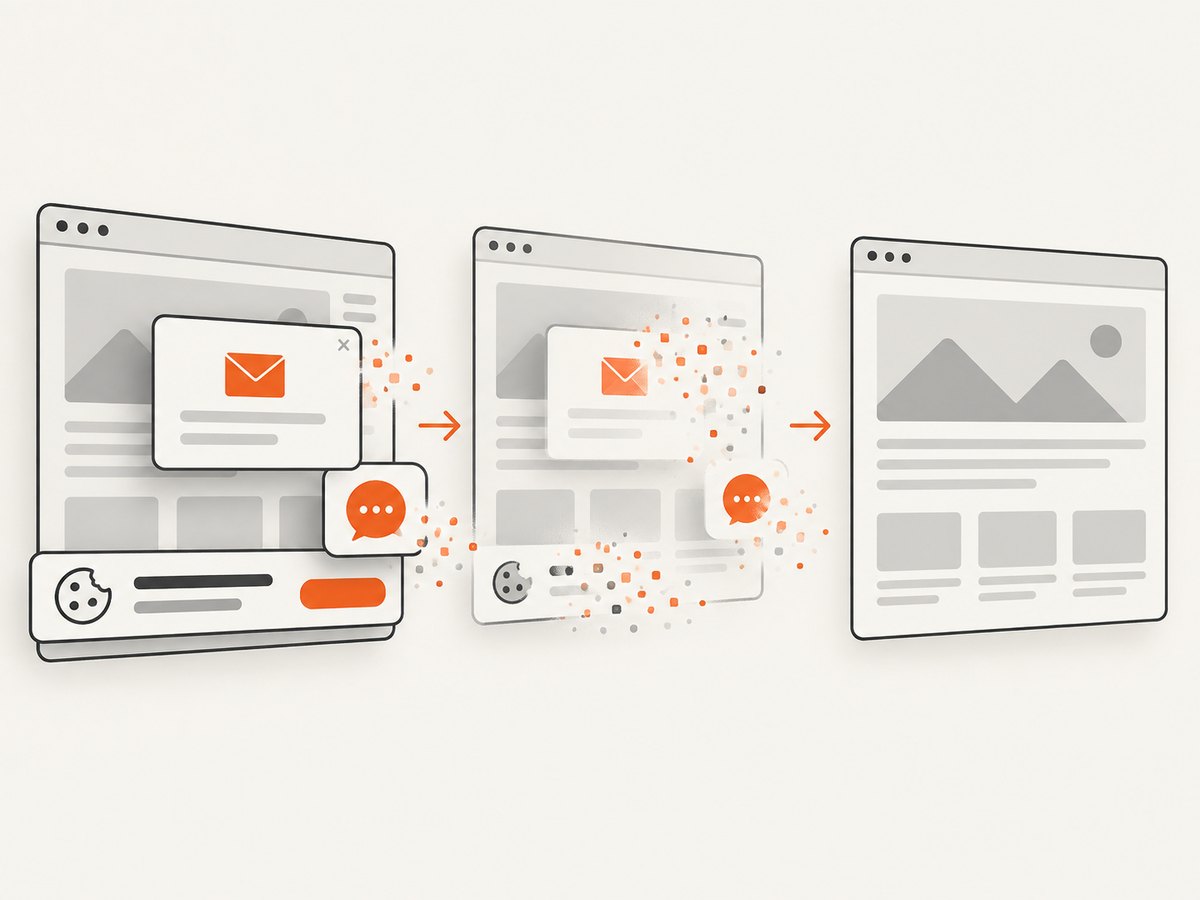 A clean capture can remove consent overlays and other obstructive widgets before rendering the final image.