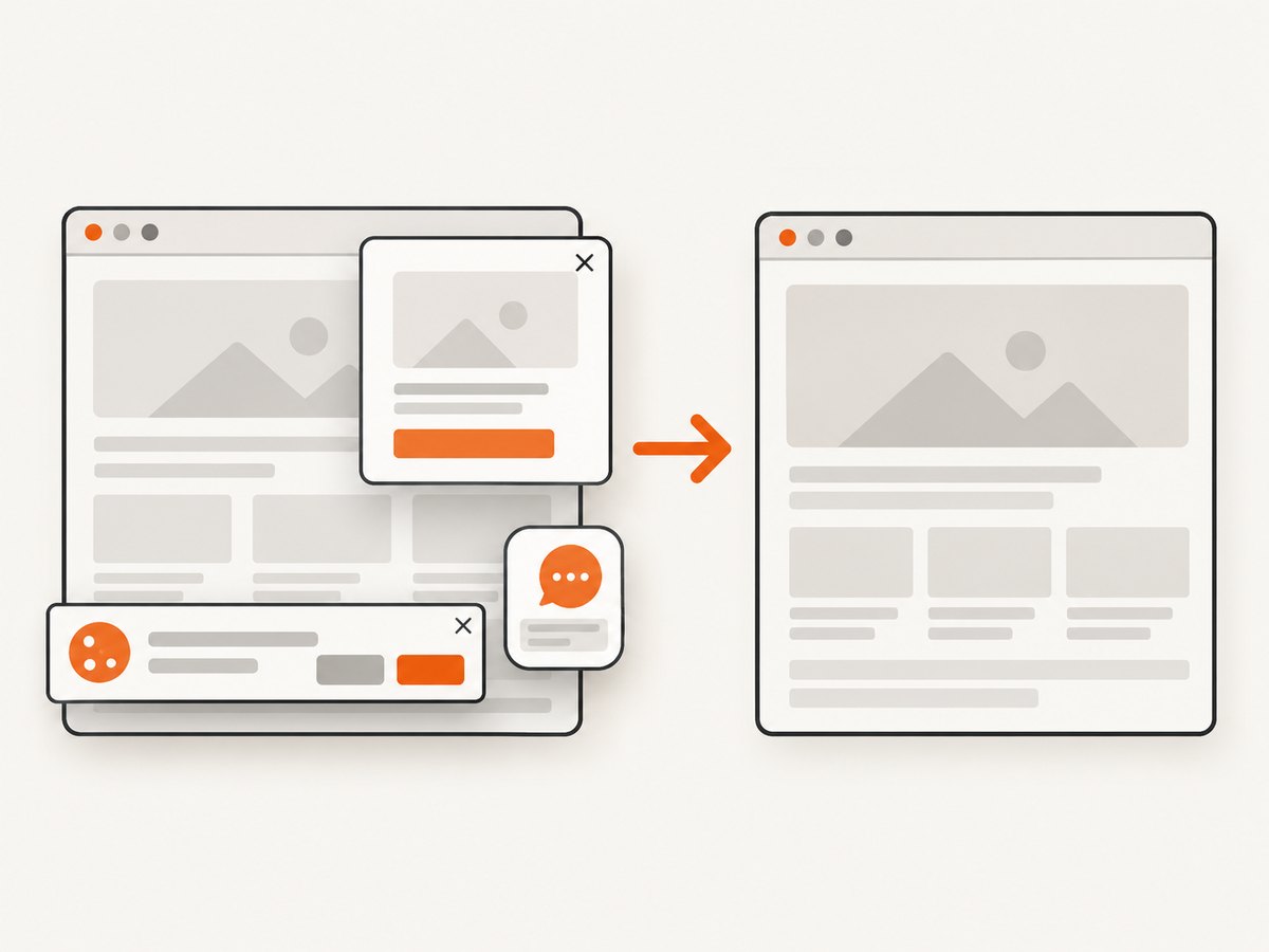 Clean capture workflows remove obstructive overlays before saving the page.