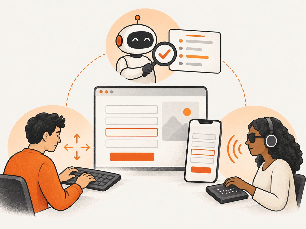 Automated checks, hands-on testing, and user experience review reveal different accessibility issues.