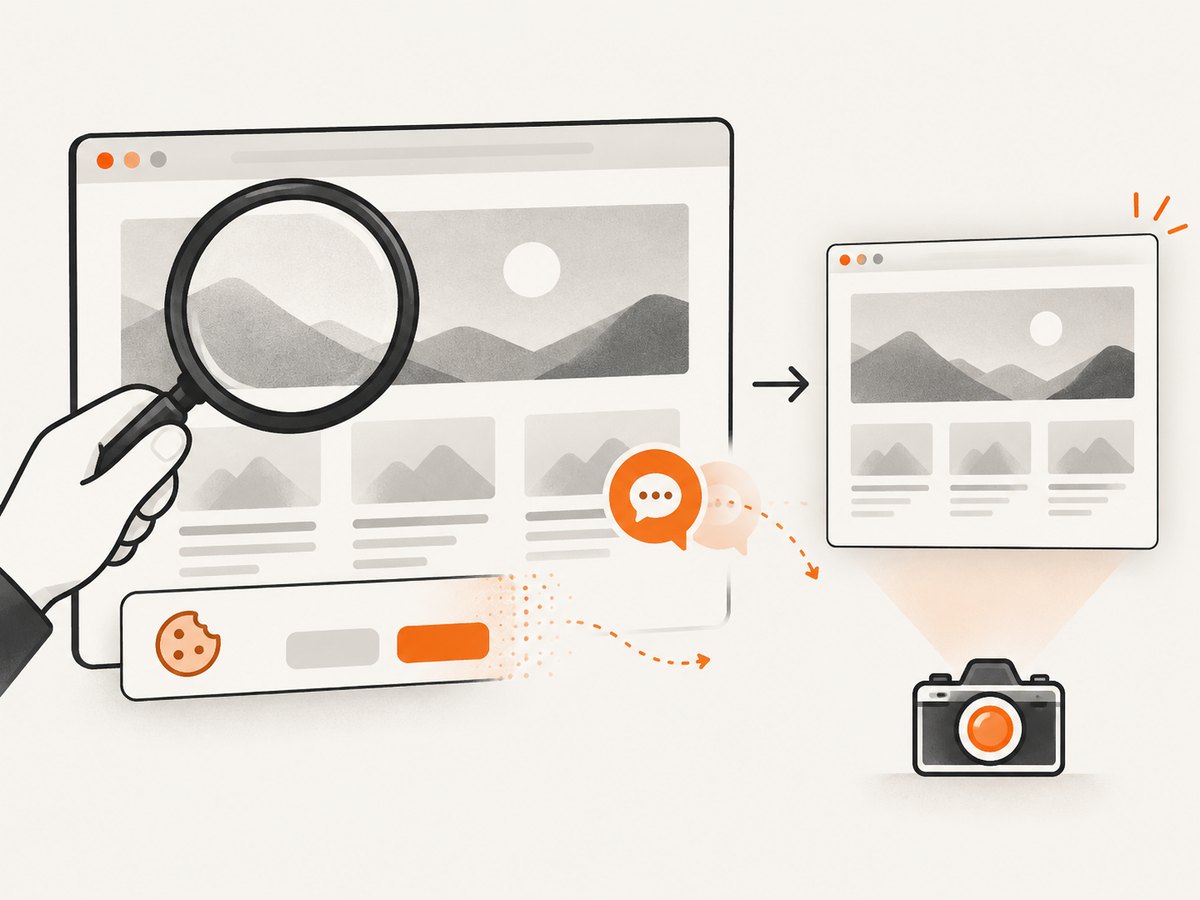 A screenshot can document visual appearance, while interaction and assistive technology checks assess other parts of accessibility.