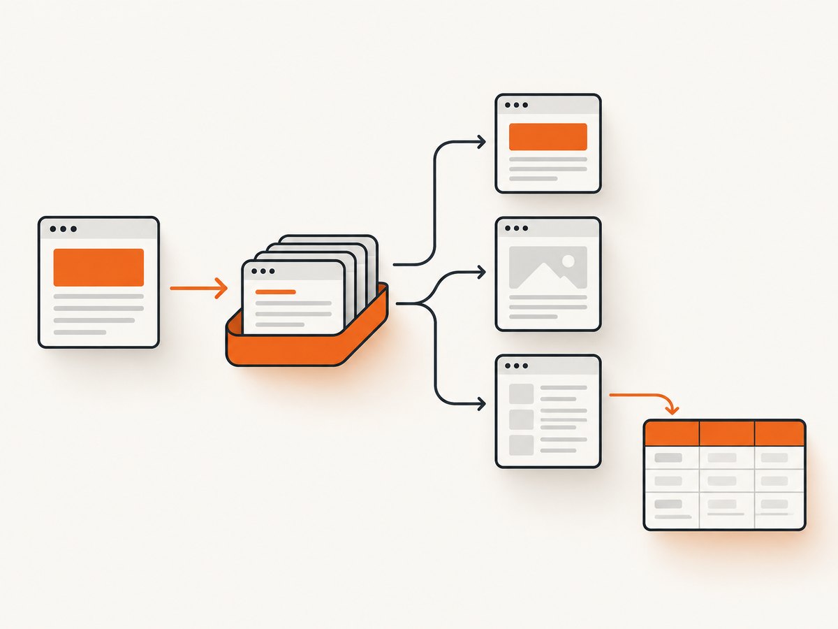 A crawler discovers and fetches pages; a scraper extracts selected fields from the fetched content.
