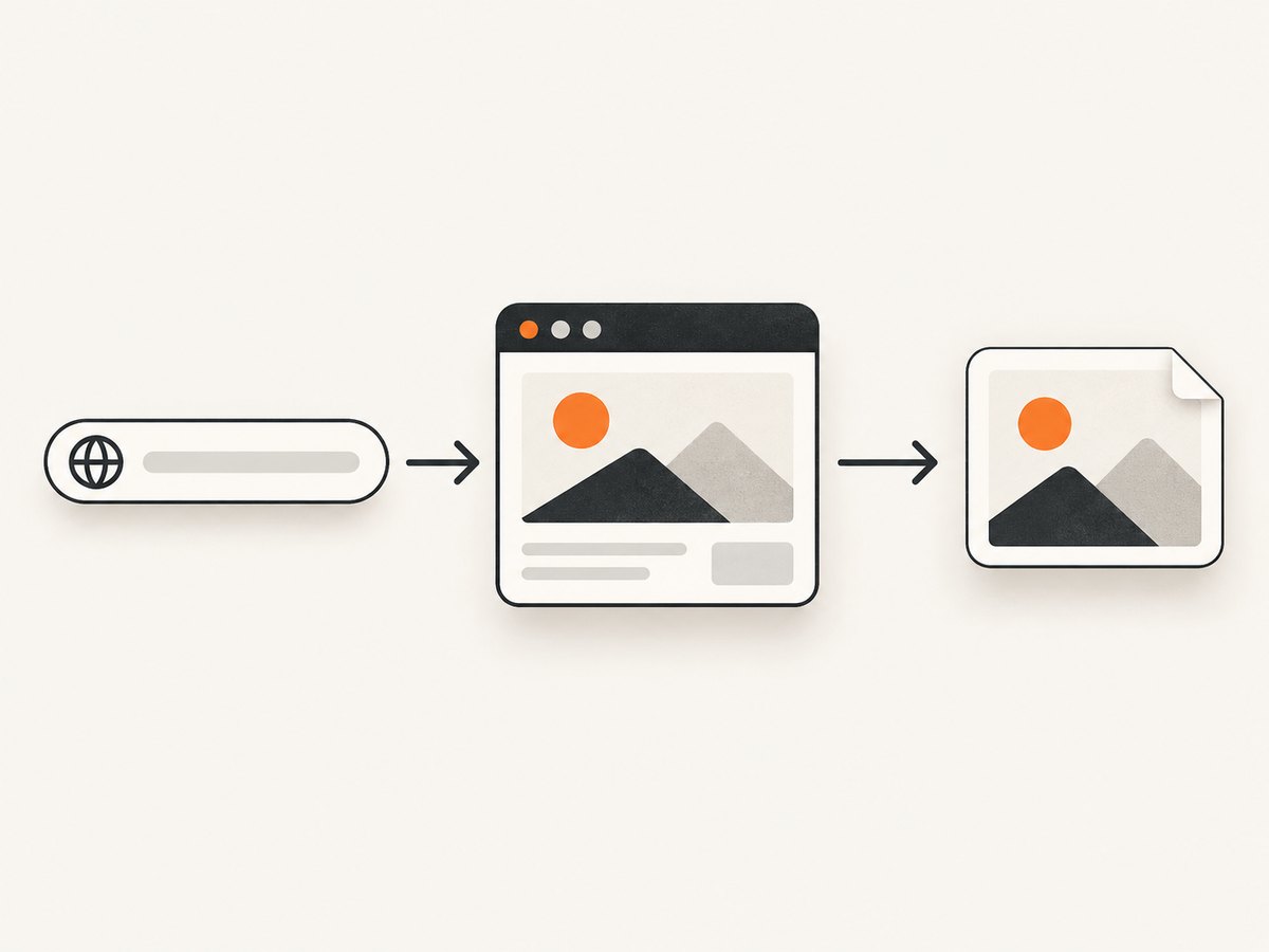 A screenshot workflow: navigate, wait for the rendered state, then save the image.