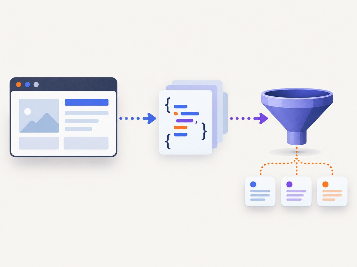 A reliable scraper follows the request that delivers the data, then parses the structured response.