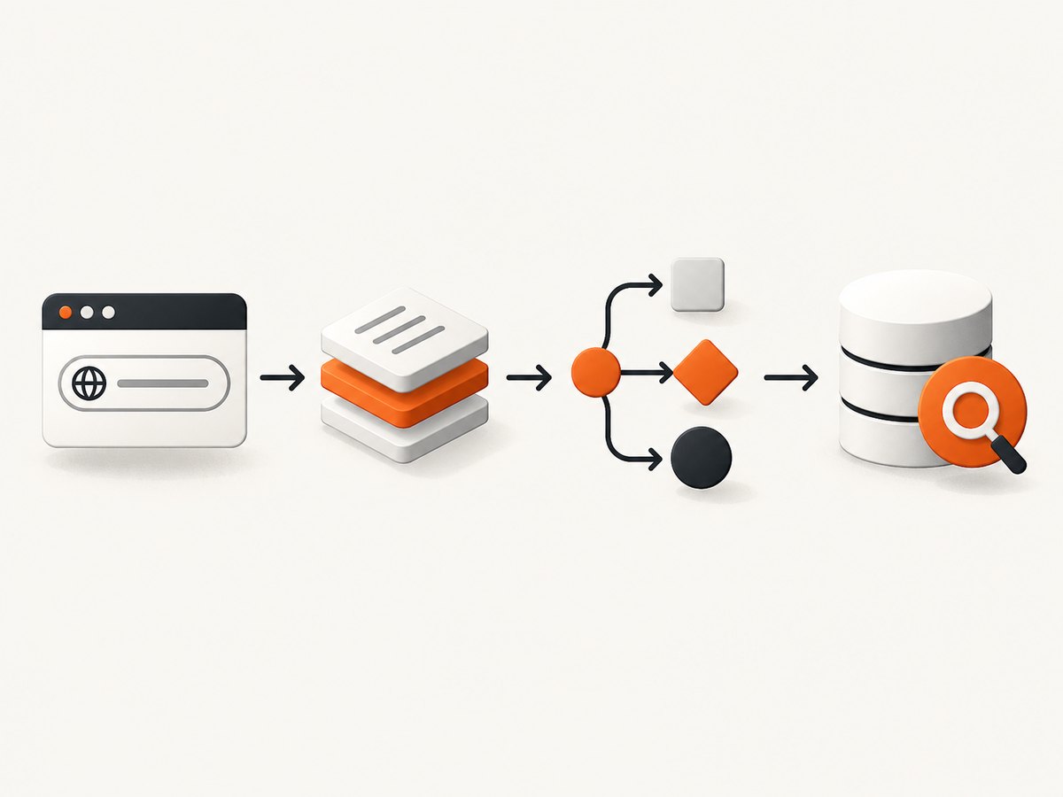 A scraping integration is easier to maintain when retrieval, normalization, orchestration, and indexing are separate stages.