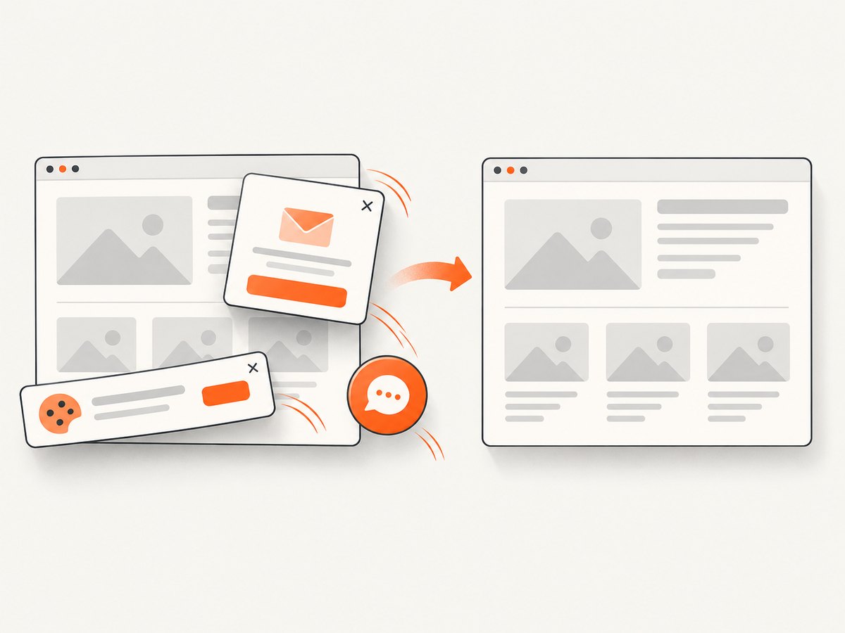 A capture pipeline can remove common consent and overlay elements before producing the image.