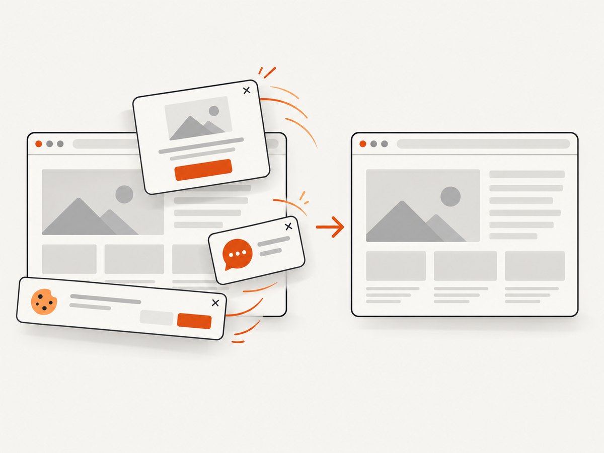 Consent banners and overlays can change what a browser captures unless they are handled before the shot.