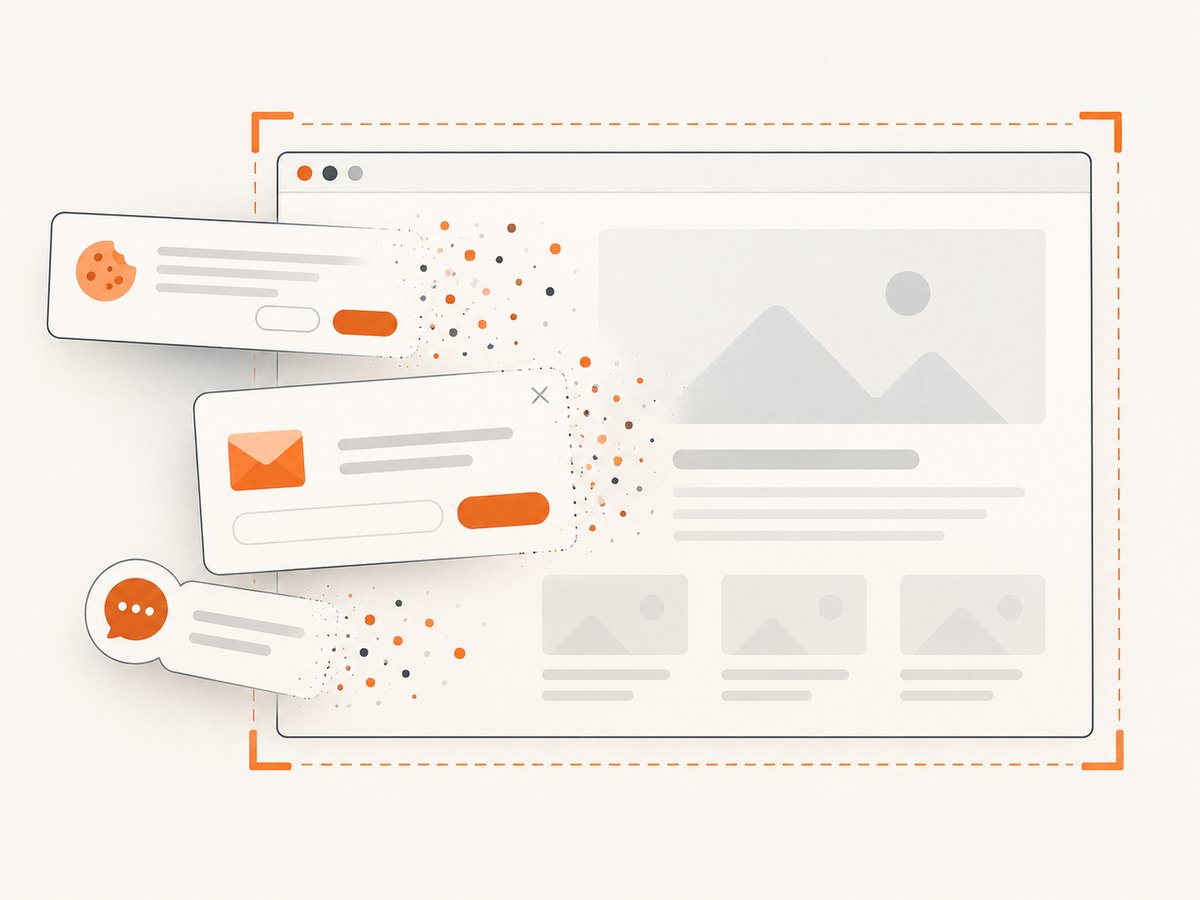 A managed screenshot service can clean common overlays before capture.