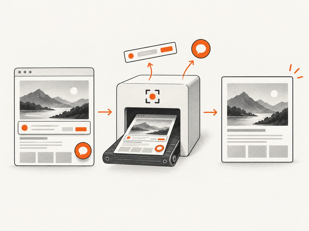 A screenshot capture produces a visual record rather than a structured dataset.