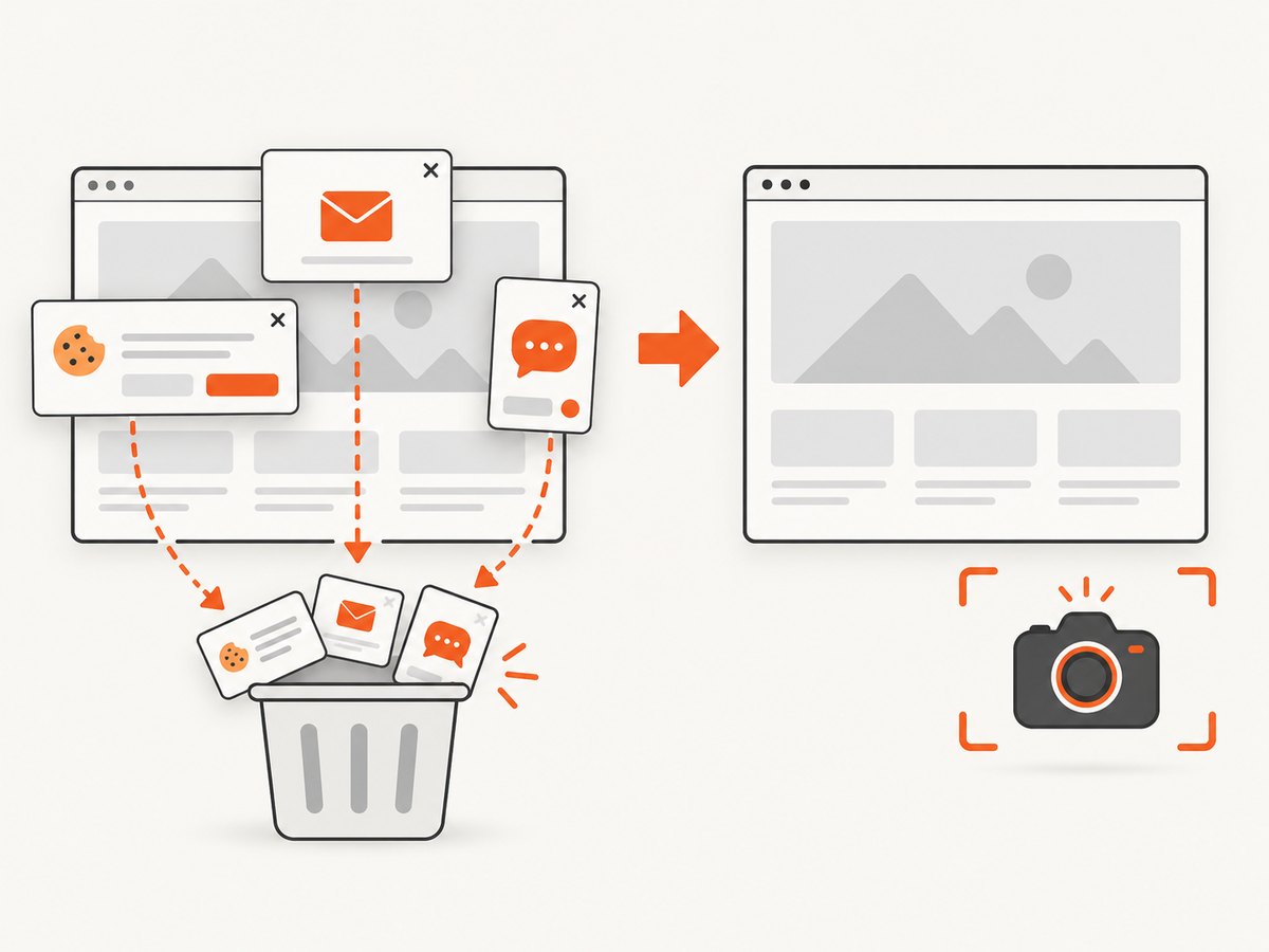 Visual validation is more useful when consent banners and overlays are removed before capture.