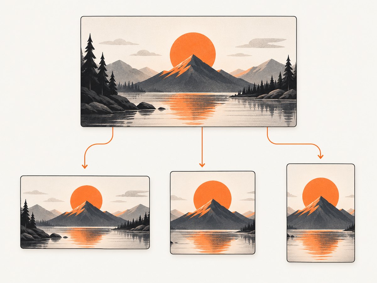 Create destination-specific crops from a master so each format keeps its focal subject in view.