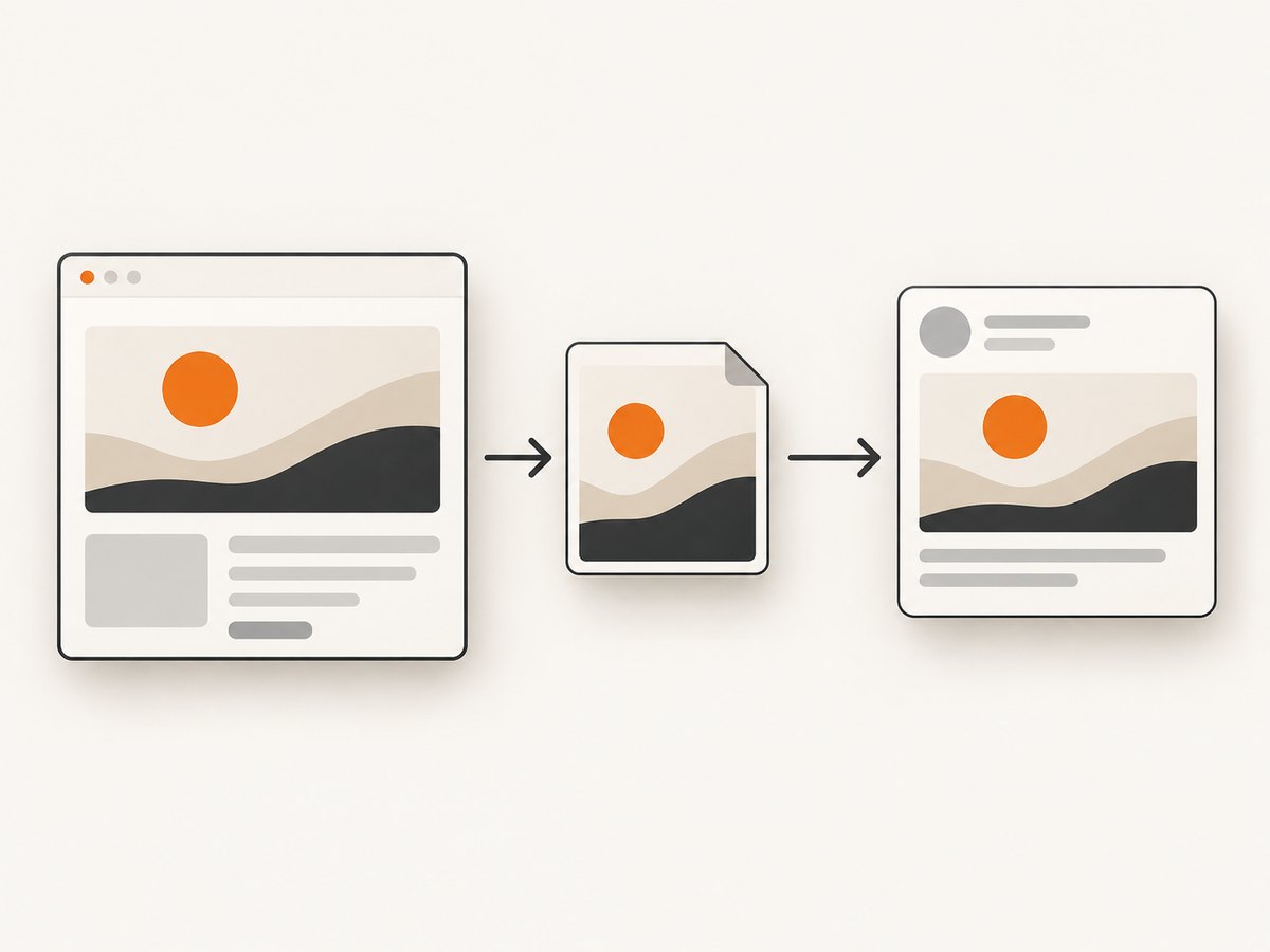 The path from a Webflow page setting to the image displayed in a social preview.