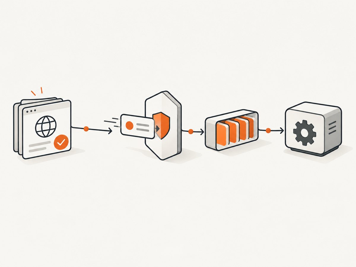 A webhook should record the event quickly and hand longer work to a durable queue.
