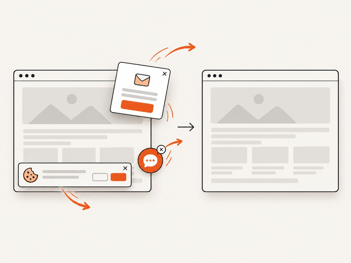 Hosted capture services can remove common consent banners and overlays before saving the image.