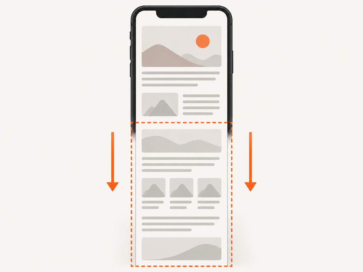 A scrolling screenshot extends the capture past the visible viewport when the device and page support it.