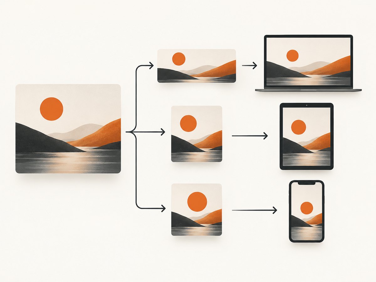 Responsive variants let each layout choose an image that fits its slot.