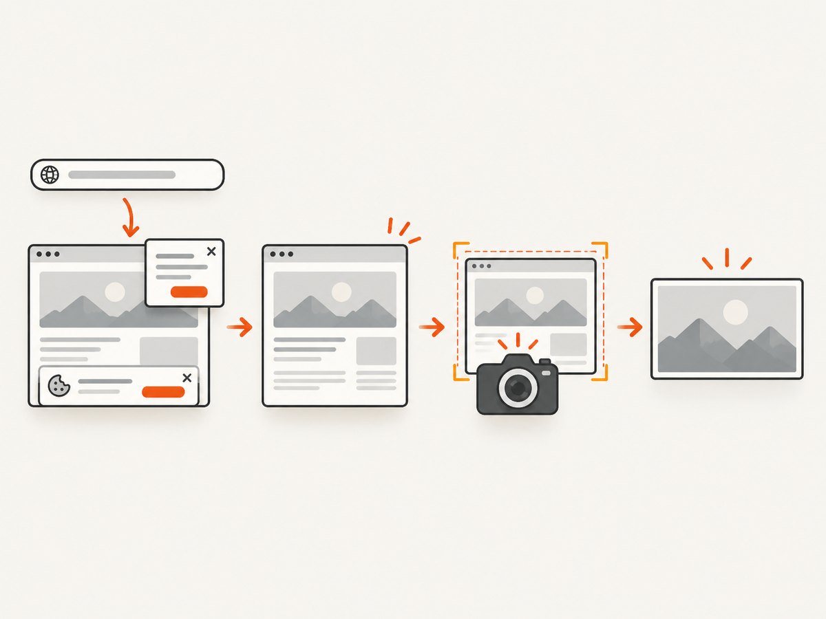 A capture pipeline removes distracting overlays before producing the featured image.
