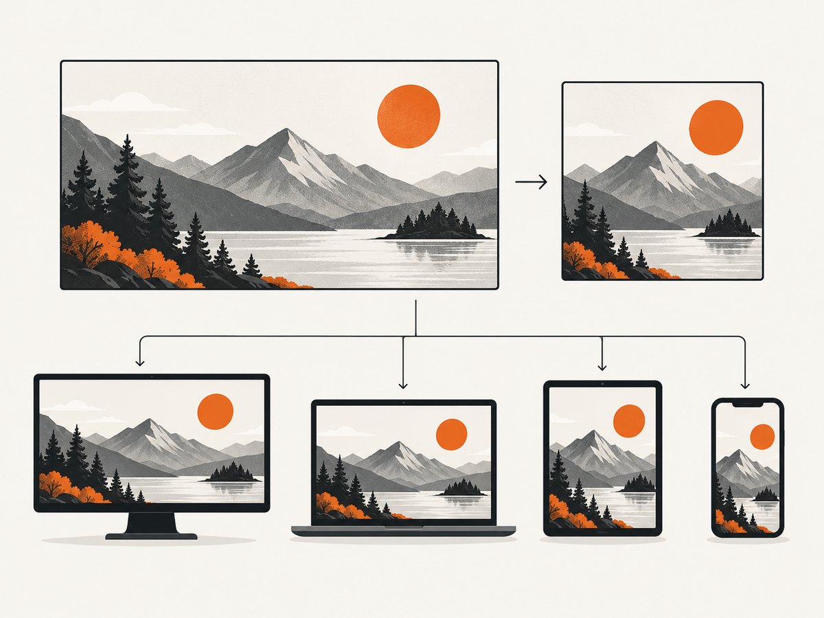 The source image, theme crop and responsive file delivered to a visitor are separate choices.