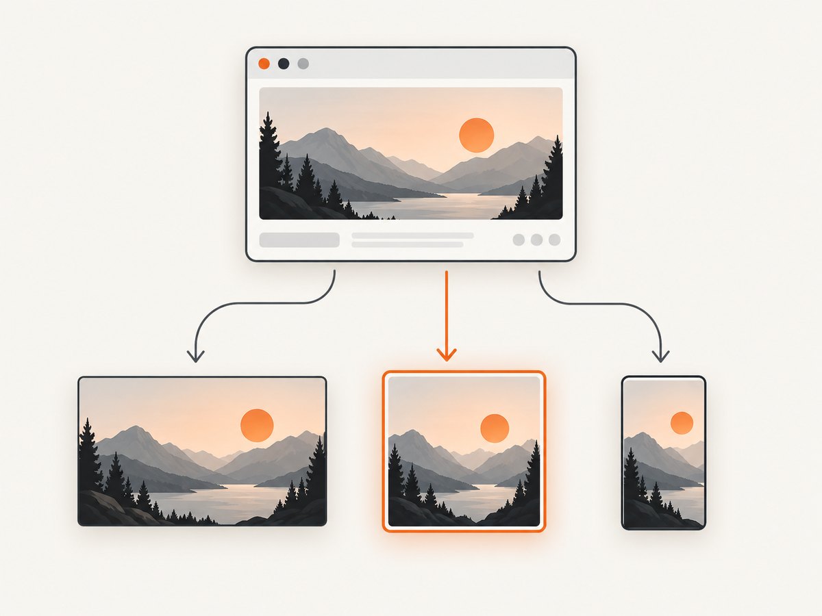 Responsive candidates let the browser choose an image that matches the rendered hero slot.