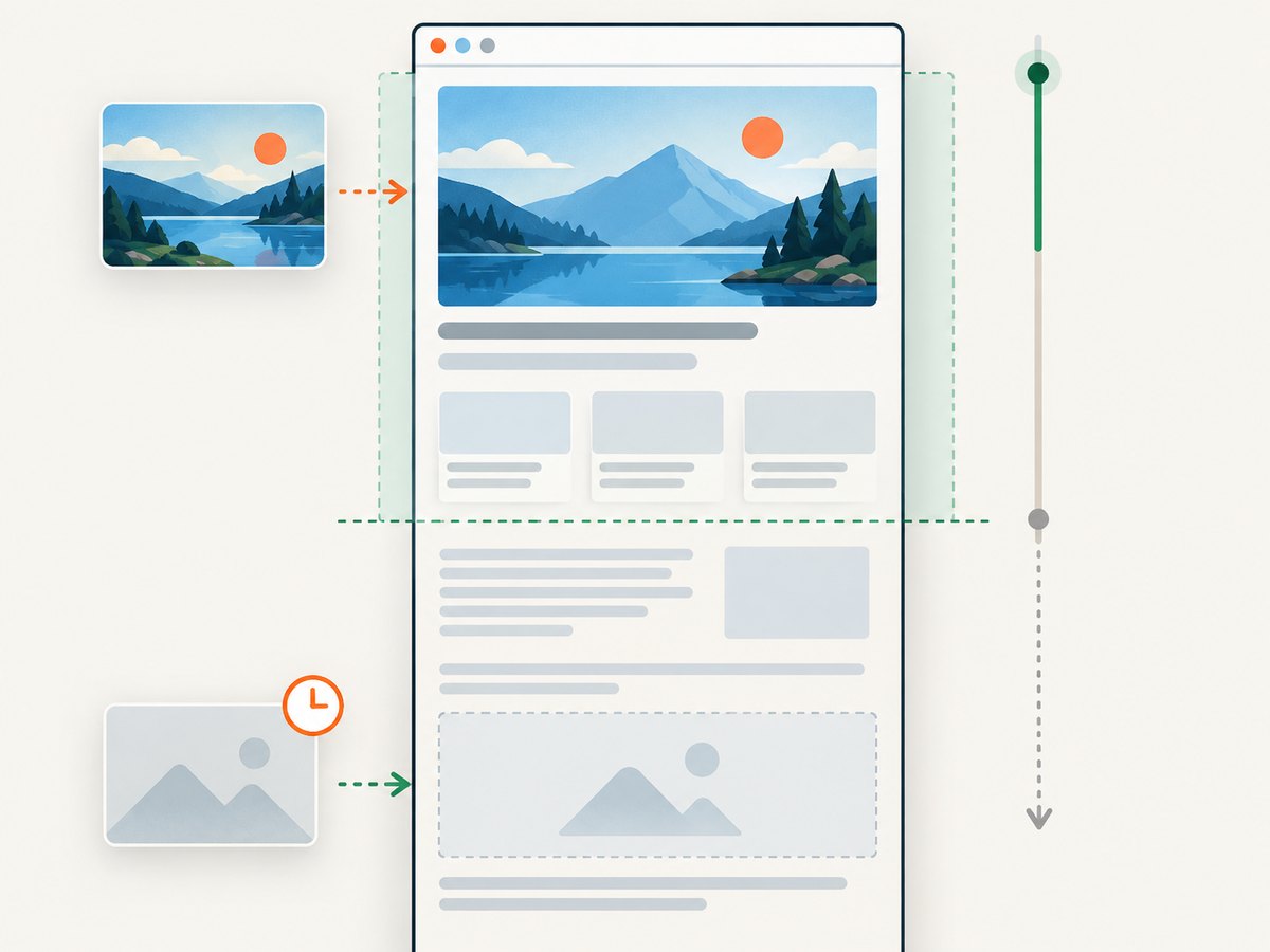 Prioritize the visible image, defer offscreen images, and reserve their space before download.