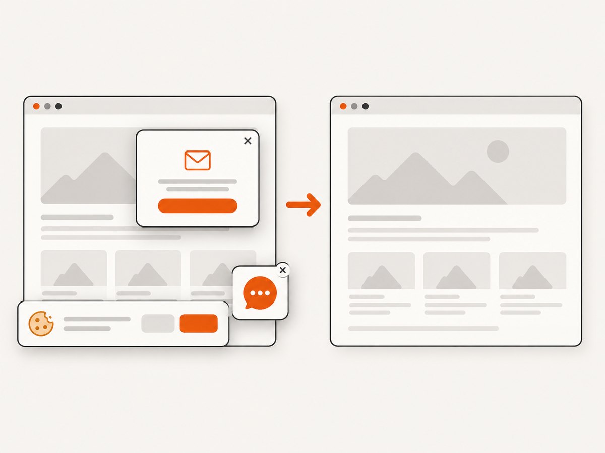 A clean capture removes common overlays before saving the page image.