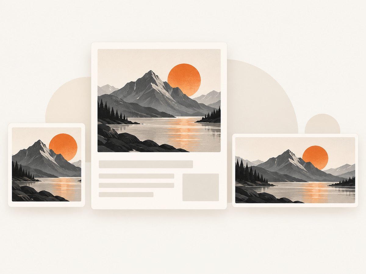 A card thumbnail, article hero, and preview image can need different crops and dimensions.